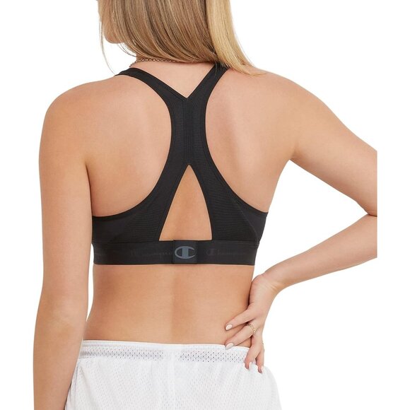 Champion Black Curvy Moderate Low Cut Sports Bra For Women's - Picture 2 of 5